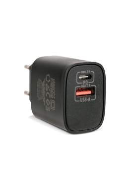 Încărcător Rapid Universal cu USB-A (QC 3.0) și USB-C PD 20W - Negru