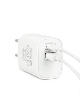 Încărcător Rapid Universal cu USB-A (QC 3.0) și USB-C PD 20W - Alb