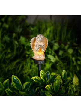 Îngeraș solar cu fluture – lumină LED alb cald – rășină – 42 × 11 × 6,5 cm