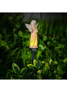 Îngeraș solar – lumină LED alb cald – rășină – 49 × 11 × 6,5 cm