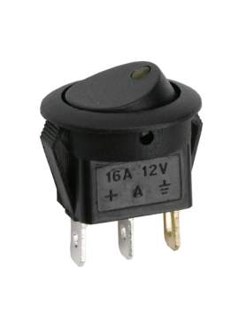 Interupator basculant 1 circuit 16A-12VDC OFF-ON, cu LED galben