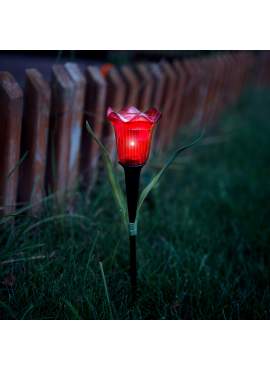 Lampă solară lalea LED - galben / roșu / roz - 31 cm