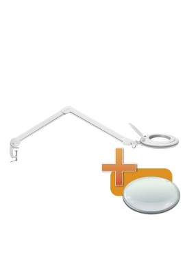 Lampă LED cu lupă – 5” (130 mm), 9W, 800 lumeni, braț reglabil, prindere de birou