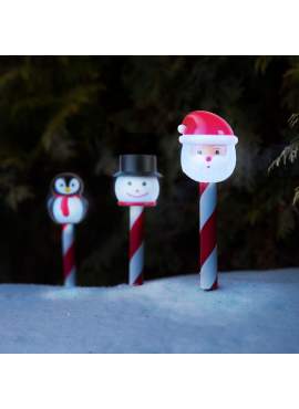 Lampă solară de Crăciun – LED alb rece – modele Moș Crăciun, om de zăpadă, pinguin – 36,5 x 6 x 6 cm