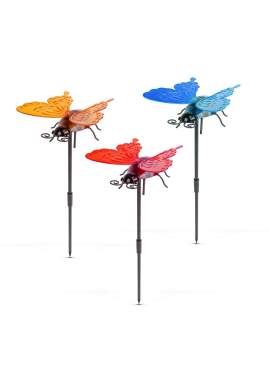 Lampă solară - fluture - multicolor - 12 x 6 x 21,5 cm - 4 LED