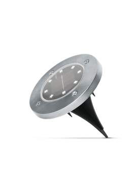 Lampă solară LED cu țăruș – rotundă, alb neutru, Ø12 cm