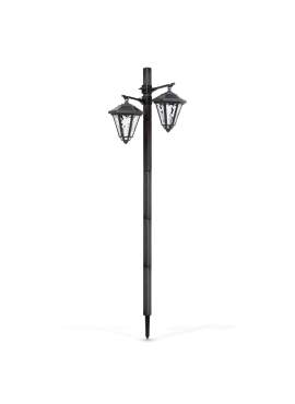Lampă solară LED - felinar - 137 cm - negru - alb rece