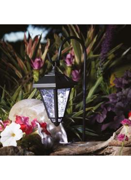 Lampa solară LED - felinar - 80 cm - negru - alb rece