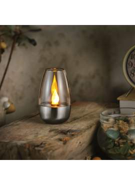 Lampă solară - lumănare - efect de flacără - 1 LED alb cald - 6 x 9 cm