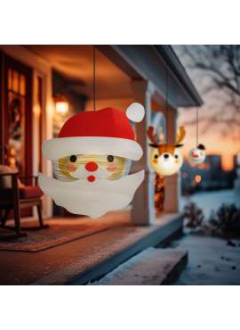 Lampion decorativ din hârtie – model Moș – Ø30 cm – roșu/alb