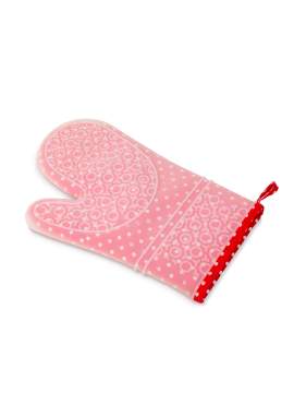 Mănușă de bucătărie din silicon și bumbac - 29,5 x 18,5 cm - roșie