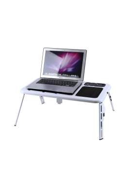 Masă pentru laptop cu ventilator încorporat și suport pentru pahare