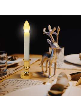 Ornament de Crăciun - lumânare LED - alb / auriu - 22 cm