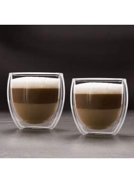 Pahar din sticla pentru cappuccino cu perete dublu - 250 ml - 2 buc/cutie