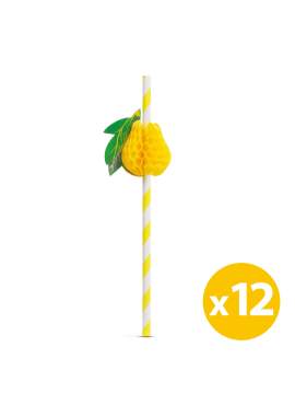 Paie de hârtie - fructe 3D - 197 x 6 mm - 12 bucăți / pachet