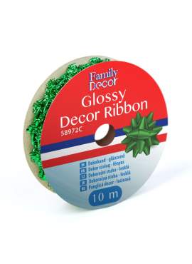 Panglică decor pentru Crăciun - lucioasă - 2,74 m - verde