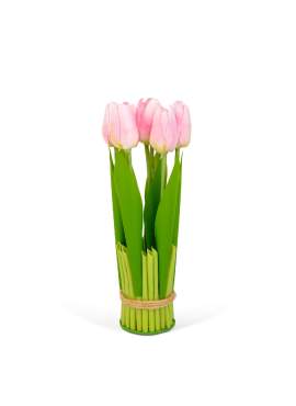 Plantă artificială decorativă - Lalea roz - 26 x 6,5 cm