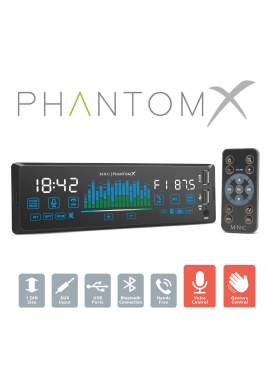 Player auto „PhantomX” - 1 DIN - 4 x 50 W - versiune gestuală - BT - MP3 - AUX - USB