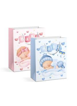 Pungă cadou - hartie - 265 x 127 x 330 mm - 2 tipuri / pachet