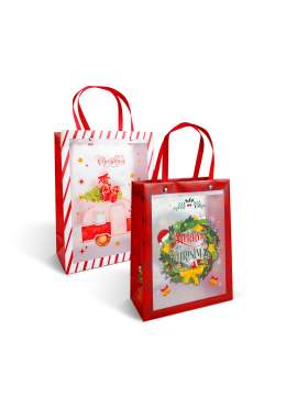 Pungă decorativă pentru cadouri – 24 x 19,5 x 9,5 cm – 2 modele – material plastic