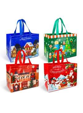 Pungă decorativă pentru cadouri – 31 x 25 x 17 cm – 4 modele – material textil nețesut