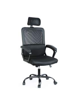 Scaun de birou ergonomic cu tetieră și brațe fixe, negru, 48 x 75 / 48 x 50 cm