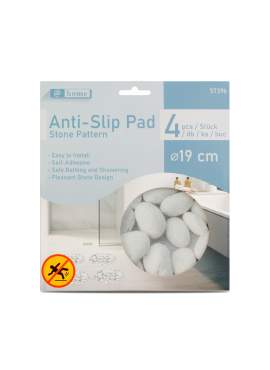 Set 4 stickere antiderapante baie – model piatră naturală – Ø 19 cm – gri