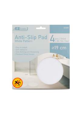 Set 4 stickere antiderapante pentru cadă/duș – model pietricele alb – Ø 19 cm