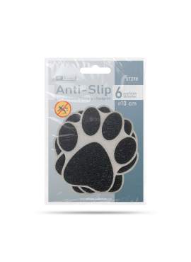 Set 6 stickere antiderapante pentru cadă/duș – model lăbuțe – 10 cm – negru/alb