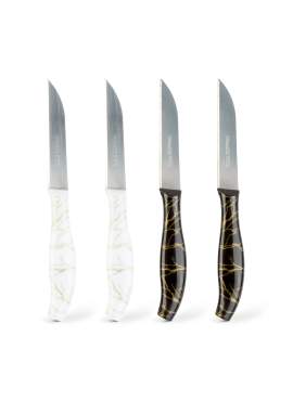 Set cutite de bucatarie, 4 bucati, 15 cm, inox/plastic, negru/alb