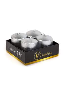 Set de lumânări – argintiu, fără parfum – 4 x 45 g