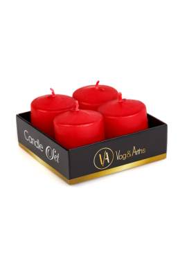 Set de lumânări – roșu, fără parfum – 4 x 45 g