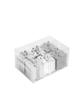 Set decor brad - cadou argintiu - 4,5 cm - 6 buc/set
