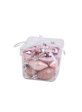 Set decor pentru brad - auriu roz - 5 cm - 14 piese / set