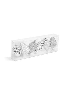 Set decor pentru brad - conuri argintii - 6 cm - 6 buc / set