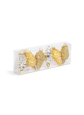 Set decor pentru brad - conuri aurii - 6 cm - 6 buc / set