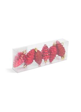 Set decor pentru brad - conuri roșii - 6 cm - 6 buc / set