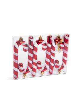 Set decor pentru brad - trestie de bomboane roșu / alb - 13 cm - 6 buc / set