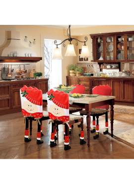 Set decorațiuni de scaun Crăciun – model Doamna Crăciun – 50 x 55 cm – roșu/alb