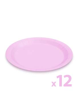 Set farfurii roz din hârtie - 23 cm - 12 buc. /pachet