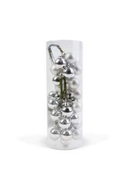 Set globuri argintii pentru bradul de Crăciun - 3 tipuri - 2cm - 36 buc/set