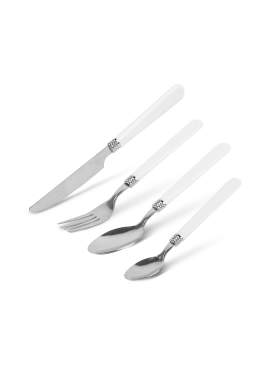 Set tacâmuri cu suport - alb - 16 bucăți - 32,7 x 19,5 x 4,7 cm