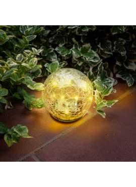 Lampă solară sferă sticlă - 12 cm - 15 LED alb cald
