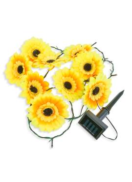 Șir de lumină solară - floare - 2 m - 20 LED-uri alb cald