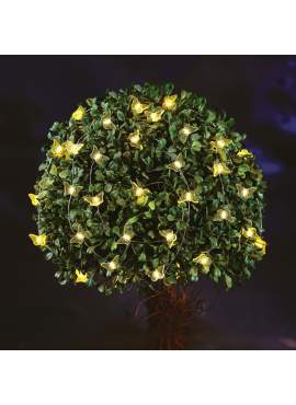 Șir lumină solară - fluture - 2,4 m - 25 LED-uri alb cald