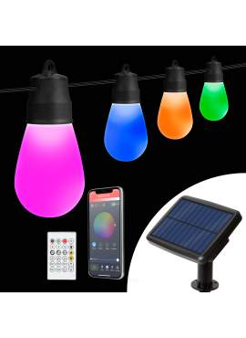 Șir lumini solare inteligente - LED RGBIC 15 buc - 6,5 m - bluetooth