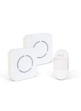 Sonerie fără fir Kinetic (fără baterii) – 1 buton + 2 receptoare – Alb LED albastru