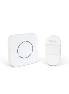 Sonerie wireless Kinetic fără baterii – 1 buton + 1 receptor – Alb cu LED albastru