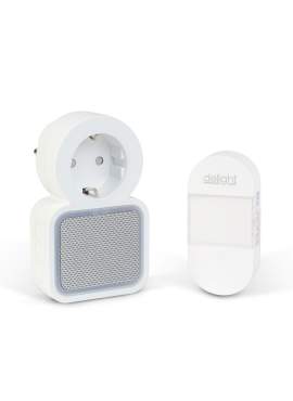 Sonerie fără fir Kinetic (fără baterii) – cu priză 220V integrată – Alb LED albastru