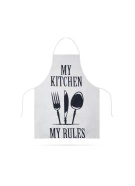 Șorț de bucătărie - 68 x 52 cm - My kitchen, My rules! (alb)